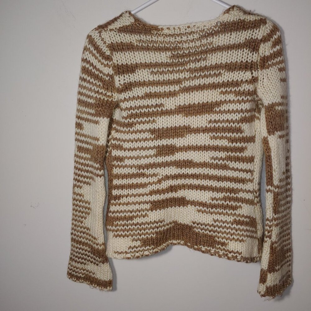 Old Navy Wool Blend 90s Tie Up Sweater Cardigan Size S Cream Tan - Picture 4 of 6
